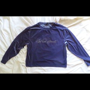 WOMENS BLUE VELOUR TOP MEDIUM (M)